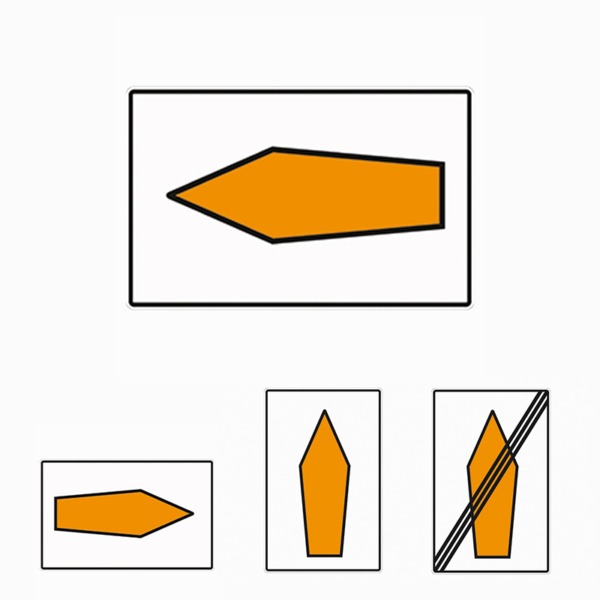 Richtzeichen 467.X Umlenkungspfeil (Streckenempfehlung)